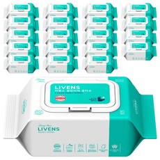 LIVENS 柔軟潔淨浴室用濕式衛生紙 附蓋型, 55g, 80張, 20個