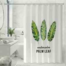 마메 방수 샤워 커튼, 나뭇잎, 1개