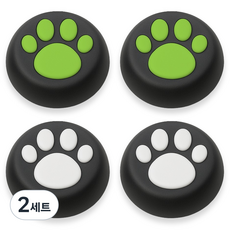 SPACE SHIELD 任天堂 Switch 2 Joy-Con 相容 貓爪 矽膠 搖桿帽 4入, 2套, 黑綠色 + 黑白色, 單一商品