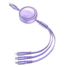 The Happy N 100W 3合1高速充電多功能傳輸線, 1.2m, 1個, 紫色