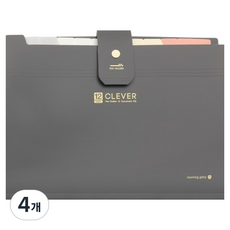 모닝글로리 클레버 12분류 간편 도큐멘트 파일, 그레이, 4개