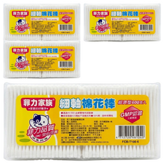菲力家族 棉花棒 細軸, 600支, 4包