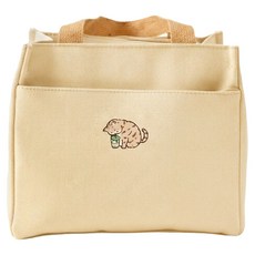 YCCT 手提便當餐盒袋 貓咪, 卡其色, 1個