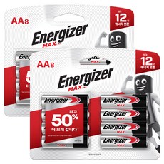 Energizer 勁量 鹼性 Max AA 電池 LR06, 2個, 8入