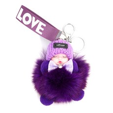 Owelli 玩偶毛球人造毛皮鑰匙圈 鑰匙扣 TSP1543, NO 14, 1個