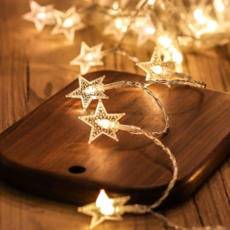 星星造型燈串 裝飾品, 暖白, 1組