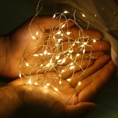 造型燈串 螢火蟲燈串 電池款 LED 銅線燈串 1米 3米 5米 10米 適用裝飾, 暖白, 1組