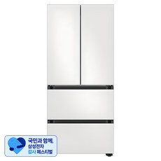 [삼성 감사 페스티벌] [색상선택형] 삼성전자 비스포크 420L 스탠드형 4도어 냉장고 AI 김치플러스 키친핏 방문설치, 코타화이트, RQ42DB94R3AP