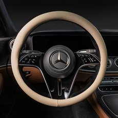 MAYTON 汽車車用皮革方向盤套 原廠款, 棉米色