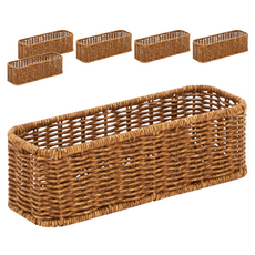 house recipe. PP藤編1格抽屜整理架, 棕色, 6個