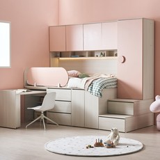 꿈꾸는요셉 디노 책상 벙커 침대 프레임 단품 방문설치, 핑크