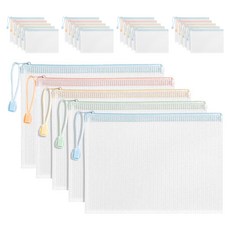 델리 파스텔 PVC 메시 지퍼백 A5, 랜덤 발송, 25개