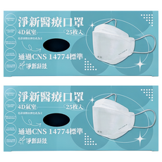 淨新科技 成人4D醫療口罩, 25片, 2盒, 鐵灰色
