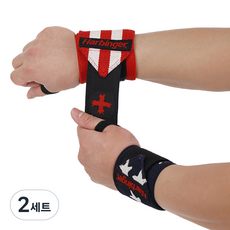 하빈져 레드라인 리스트랩 헬스 손목보호대 좌우, 2세트, 플래그