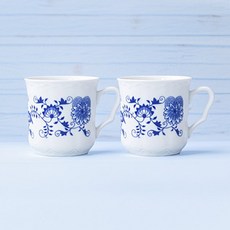 CESKY PORCELAN Zwiebelmuster Karel 馬克杯 330ml CB477, 2個, 鈷藍色