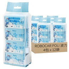 ROBOCAR POLI 波力 台灣製造 迷你濕紙巾, 4包, 12袋