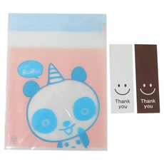 Hwangssinaedosirak 自黏美味內包裝袋 熊貓 50入 + 笑臉長方形貼紙 50張, 1套