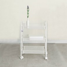 마켓플랜 메쉬 철제 트롤리, 화이트, 3단