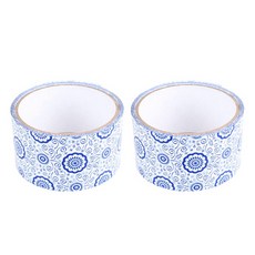 復古室內裝潢DIY裝飾捲筒膠帶 15m, I 藍色(錦緞花), 2個