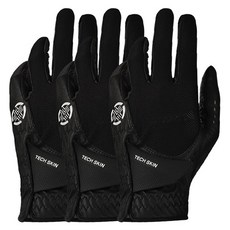 TECH SKIN 全矽膠高爾夫手套 左手用, 黑色, 3個