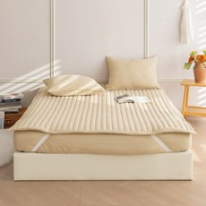 BAZAAR 馬卡龍四季固定鬆緊帶床墊, 淺棕色