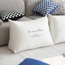 BELLELIFE 字母刺繡三角靠墊 含枕芯, 白色