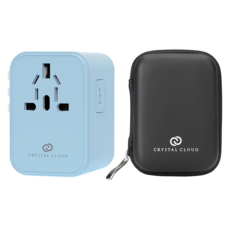 CRYSTAL CLOUD 5埠 PD 35W 全球海外旅行用多功能轉接頭 赭色藍 CC-306, 1套
