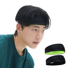 YueseoMu 男士夏季機能性運動涼感髮帶 2入組, 黑色 + 霓虹黑, 1套