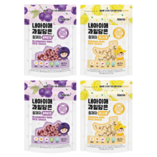 Naeiae 水果米圈圈組, 藍莓口味 + 香蕉口味, 30g, 4包