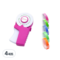 MoTEX 標籤凸字機 E-303 + 補充膠帶 B套組, 粉紅色, 4套