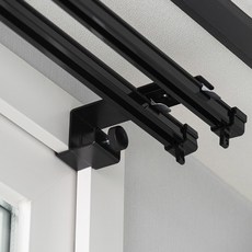 생활백서 안뚫어고리 이중 레일 & 블라인드용 5.8 x 16 cm, 4개, 블랙
