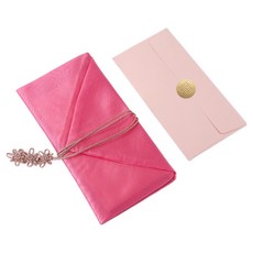 Indikay 絲綢包巾 + 傳統聘禮禮金袋套組, 胭脂粉, 1套