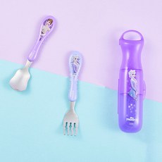 LILFANT 冰雪奇緣2易握湯匙+叉子+餐具盒組, 混色, 湯匙+叉子+收納盒, 1組