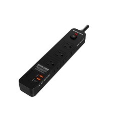 ADAMOUTDOOR 4開6插30W PD平貼式延長線 家用款 1.8M, 黑色, 1組