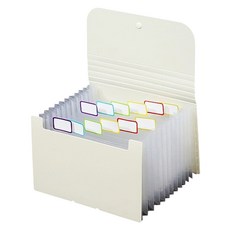 MaDaKkuMi A6 紙鈔收納盒 存摺 收據 整理 風琴夾 12格 彩色內頁 文件夾, 1個, 米色