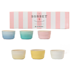 LE CREUSET Sorbet迷你陶瓷盅6件組, Coastal Blue+Cool Mint+Chiffon Pink+Mimosa(Matte)+Dune+Cotton(Matte), 1組