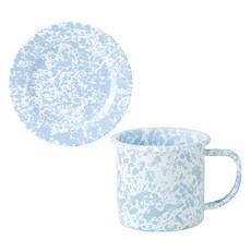 크로우캐년홈 D11 마블 라인 머그컵 340ml + D99 플랫플레이트 20cm, 베이비블루, 1세트