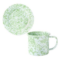 크로우캐년홈 D11 마블 라인 머그컵 340ml + D99 플랫플레이트 20cm, 민트, 1세트