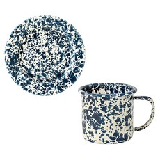 크로우캐년홈 D11 마블 라인 머그컵 340ml + D99 플랫플레이트 20cm, 네이비, 1세트