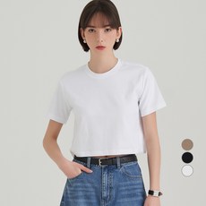 ELLE PARIS 여성용 통기성 세미 크롭 반팔 티셔츠