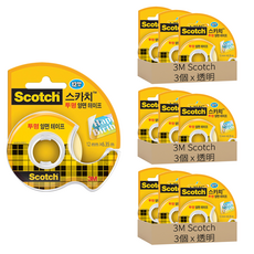 3M Scotch 思高牌 透明雙面膠帶附膠台 136, 透明, 9個