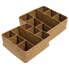 Gongganlove 方形可拆卸儲物藤籃, 天然, 2個