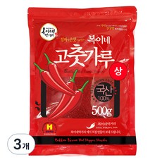 복이네먹거리 국산 고추가루 씨분리 상 보통맛 반찬용, 500g, 3개