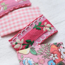 JirehBow 韓國髮飾 碎花拚色髮夾四件組, 粉色