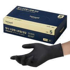 탐사 고급형 고중량 니트릴 장갑 100매입, 블랙, 소(S), 1개