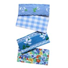 JirehBow 韓國髮飾4件組-9x18cm, 藍色 + 彩色, A01-碎花拚色髮夾