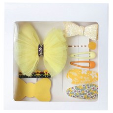 JirehBow 韓國髮飾 小公主花花八件組 - 黃色, 1組, 19 x 19.5 x 4cm