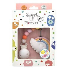 Sweet Lil' Monster 怪獸寶貝 固齒器, 固齒器 + 奶嘴夾, 夢幻彩虹, 1個