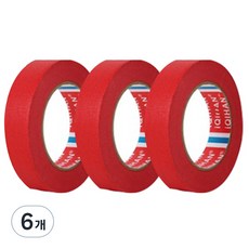 iQIHAN 칼라 마스킹 종이테이프 25mm x 15m, 레드, 6개