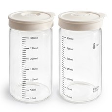 헬로키친 내열유리 실리콘캡 눈금 유리병, 300ml, 2개